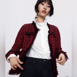ZARA BOHO CHIC SHORT TWEED JACKET SIZE M